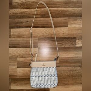 Spartina 449 Natural Linen & Genuine Leather crossbody bag